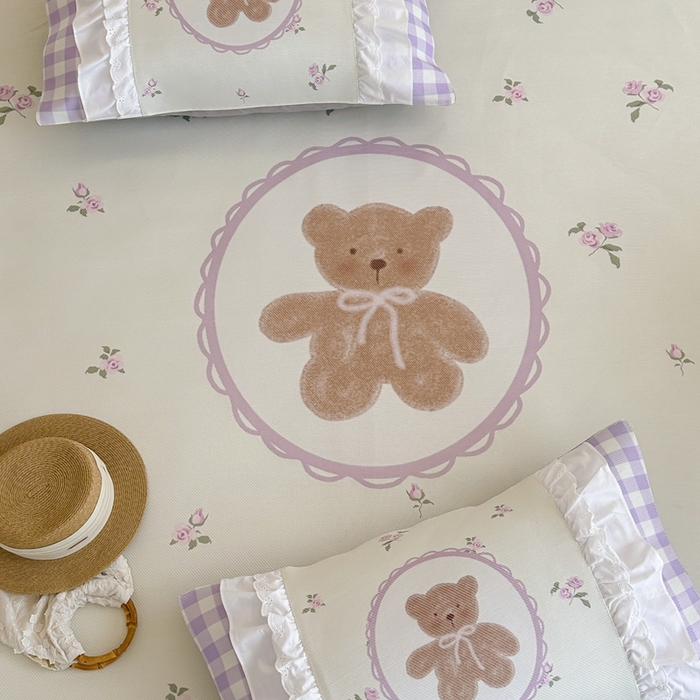 91家纺网 家纺一手货源 找家纺 觅糖2025新款博主风雪纺花边藤席  花花熊酱