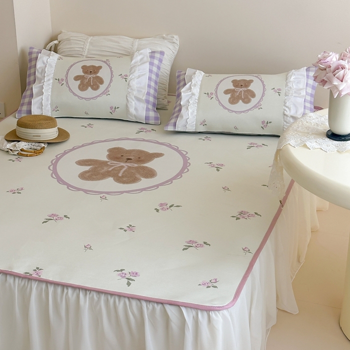 91家纺网 家纺一手货源 找家纺 觅糖2025新款博主风雪纺花边藤席  花花熊酱