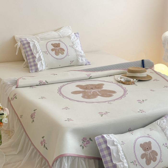 91家纺网 家纺一手货源 找家纺 觅糖2025新款博主风雪纺花边藤席  花花熊酱