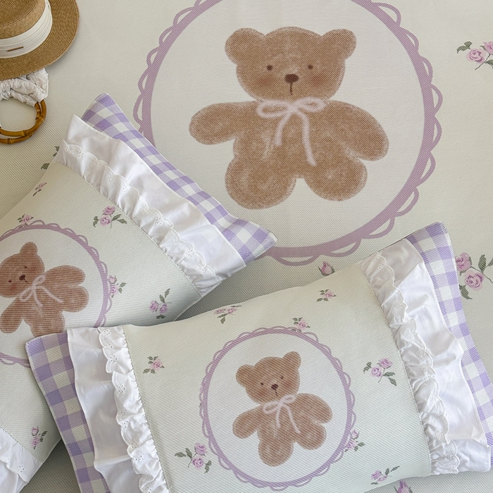 91家纺网 家纺一手货源 找家纺 觅糖2025新款博主风雪纺花边藤席  花花熊酱