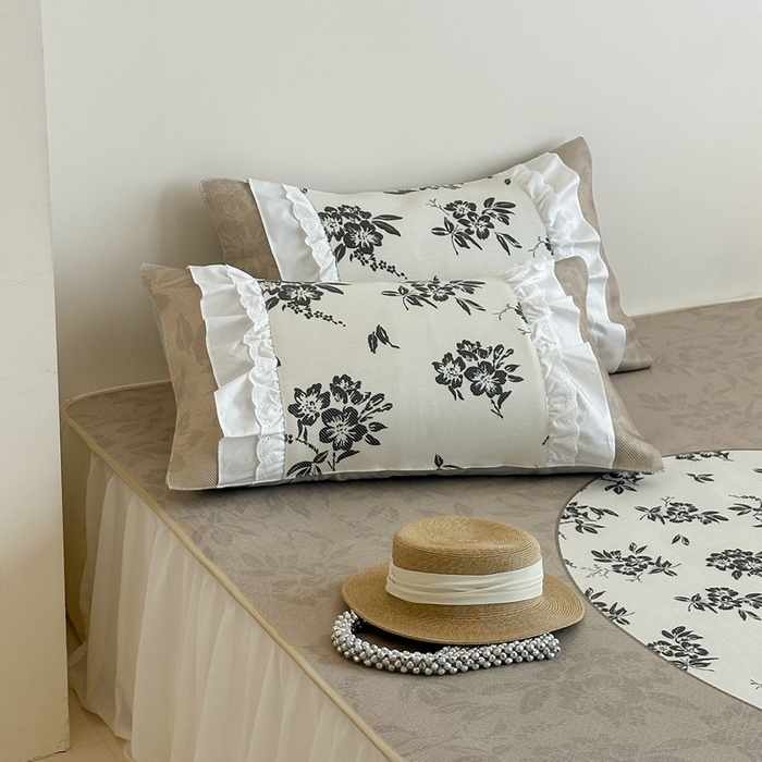 91家纺网 家纺一手货源 找家纺 觅糖2025新款博主风雪纺花边藤席  南法假日