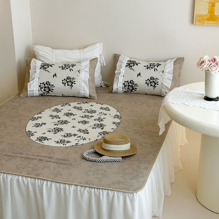 91家纺网 家纺一手货源 找家纺 觅糖2025新款博主风雪纺花边藤席  南法假日