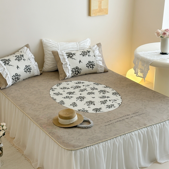 91家纺网 家纺一手货源 找家纺 觅糖2025新款博主风雪纺花边藤席  南法假日