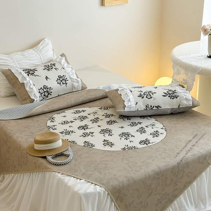 91家纺网 家纺一手货源 找家纺 觅糖2025新款博主风雪纺花边藤席  南法假日