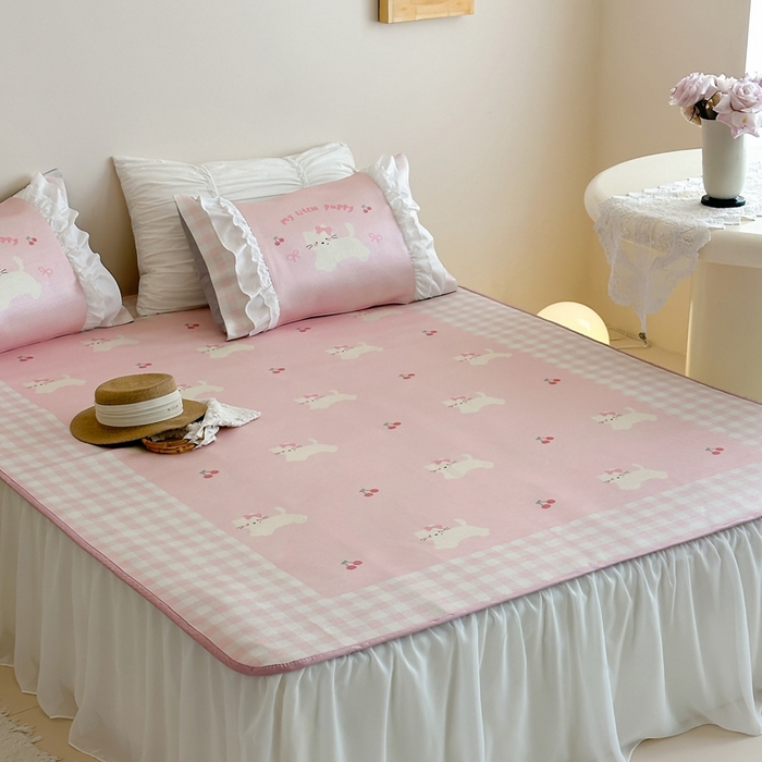 91家纺网 家纺一手货源 找家纺 觅糖2025新款博主风雪纺花边藤席  糖尾小猫