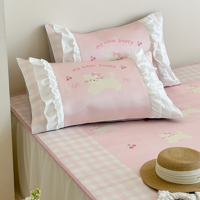 91家纺网 家纺一手货源 找家纺 觅糖2025新款博主风雪纺花边藤席  糖尾小猫