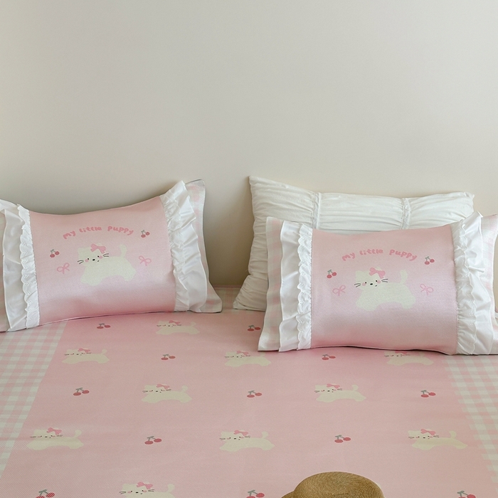 91家纺网 家纺一手货源 找家纺 觅糖2025新款博主风雪纺花边藤席  糖尾小猫