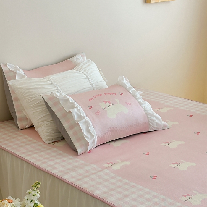 91家纺网 家纺一手货源 找家纺 觅糖2025新款博主风雪纺花边藤席  糖尾小猫