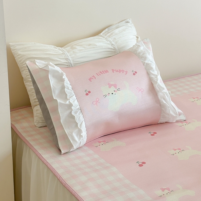 91家纺网 家纺一手货源 找家纺 觅糖2025新款博主风雪纺花边藤席  糖尾小猫