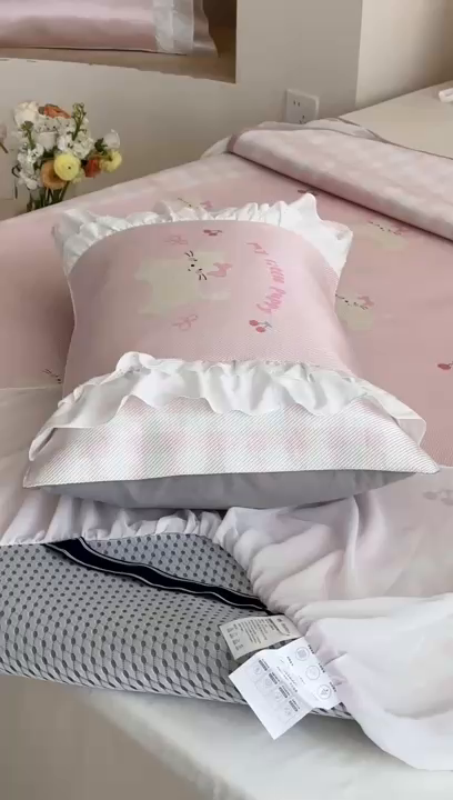 91家纺网 家纺一手货源 找家纺 觅糖2025新款博主风雪纺花边藤席  糖尾小猫