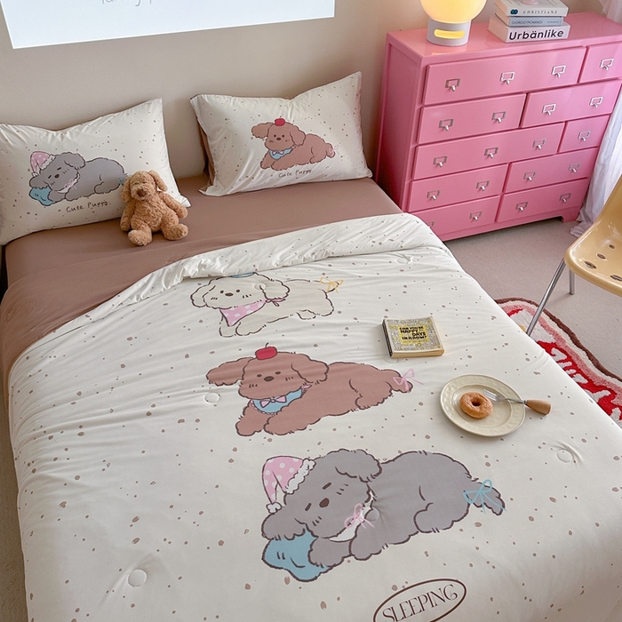 91家纺网 家纺一手货源 找家纺 觅糖2025卡通数码凉感夏被  瞌睡狗