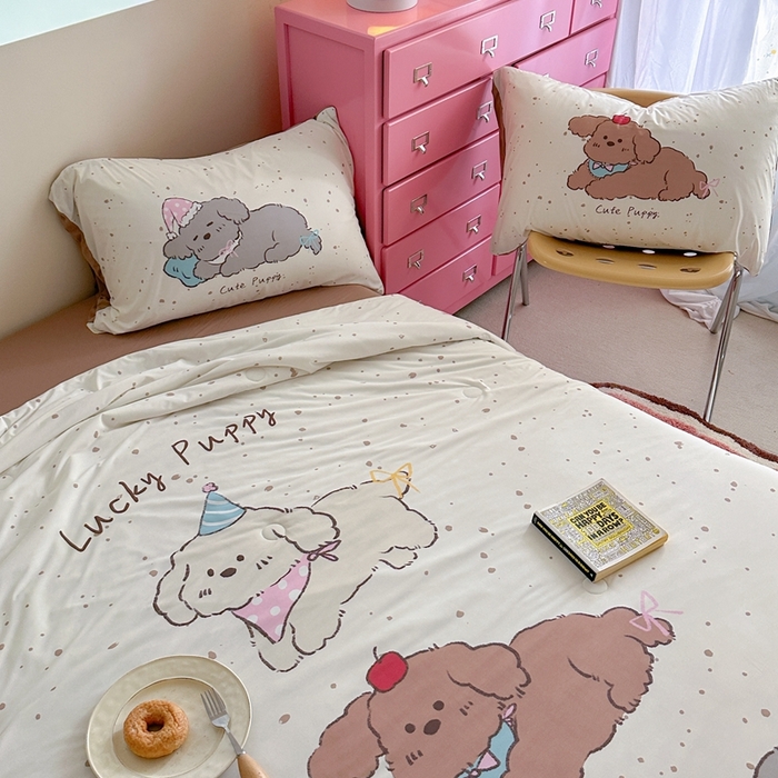 91家纺网 家纺一手货源 找家纺 觅糖2025卡通数码凉感夏被  瞌睡狗