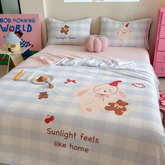 91家纺网 家纺一手货源 找家纺 觅糖2025卡通数码凉感夏被  礼帽兔