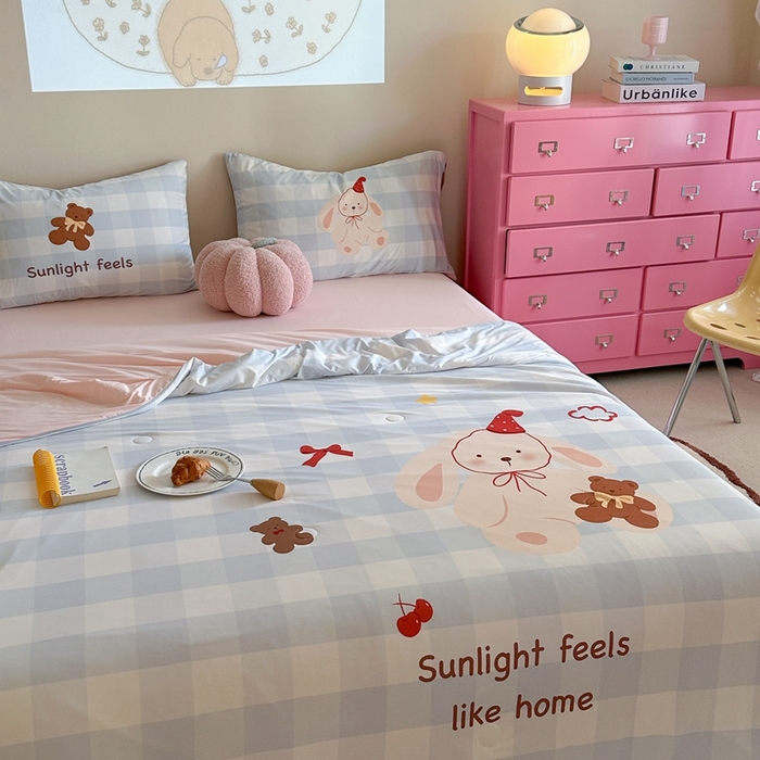 91家纺网 家纺一手货源 找家纺 觅糖2025卡通数码凉感夏被  礼帽兔