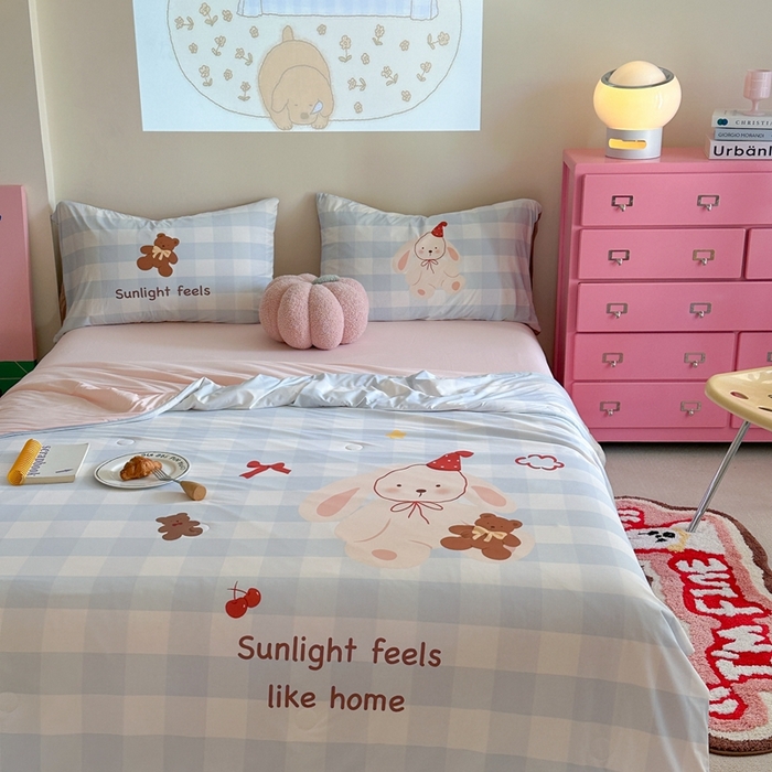 91家纺网 家纺一手货源 找家纺 觅糖2025卡通数码凉感夏被  礼帽兔