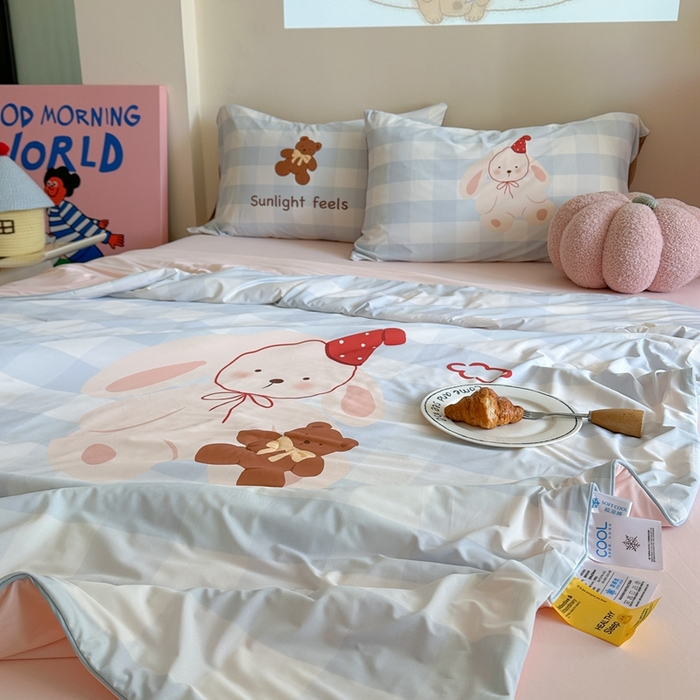 91家纺网 家纺一手货源 找家纺 觅糖2025卡通数码凉感夏被  礼帽兔