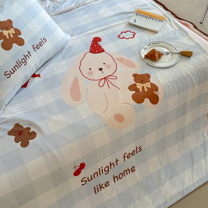 91家纺网 家纺一手货源 找家纺 觅糖2025卡通数码凉感夏被  礼帽兔