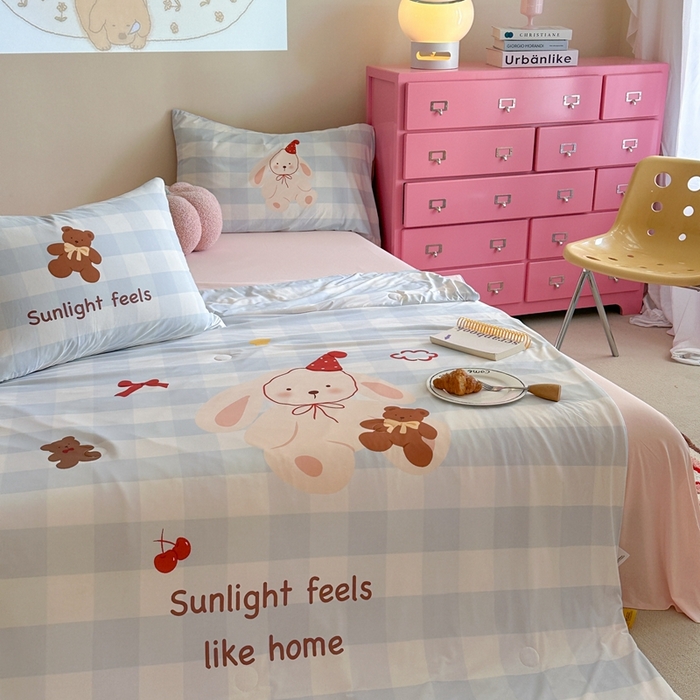 91家纺网 家纺一手货源 找家纺 觅糖2025卡通数码凉感夏被  礼帽兔