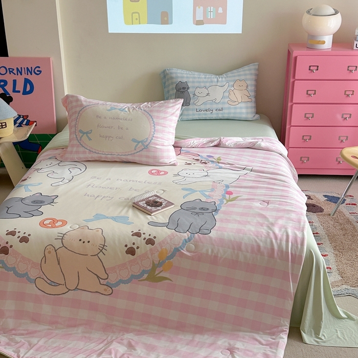 91家纺网 家纺一手货源 找家纺 觅糖2025卡通数码凉感夏被  猫猫乐园