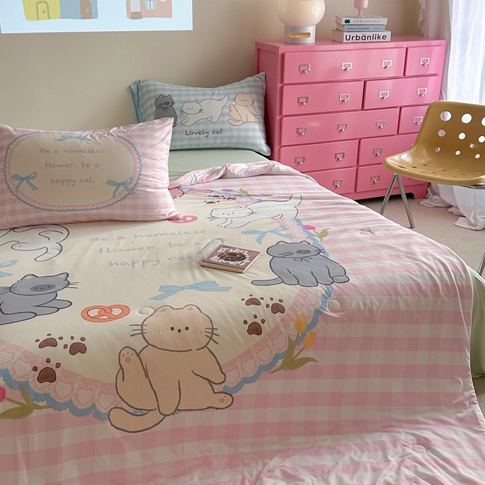 91家纺网 家纺一手货源 找家纺 觅糖2025卡通数码凉感夏被  猫猫乐园