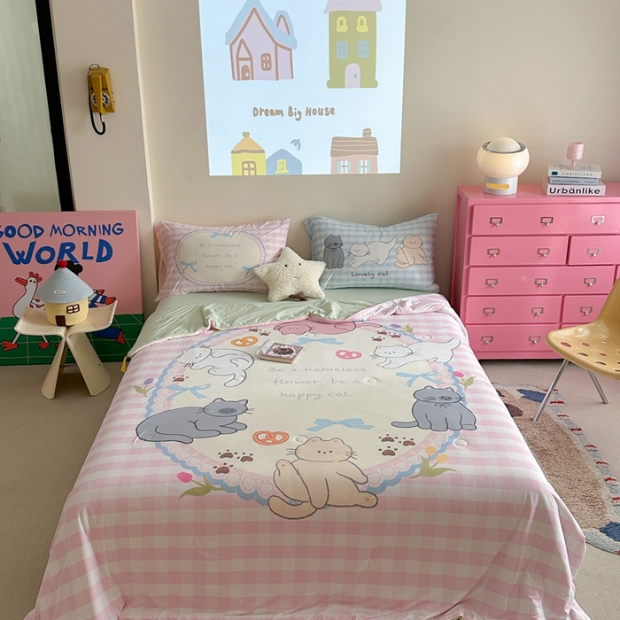 觅糖2025卡通数码凉感夏被  猫猫乐园