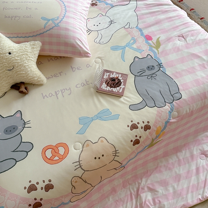 91家纺网 家纺一手货源 找家纺 觅糖2025卡通数码凉感夏被  猫猫乐园