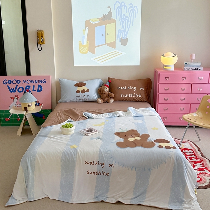 觅糖2025卡通数码凉感夏被  巧克力熊