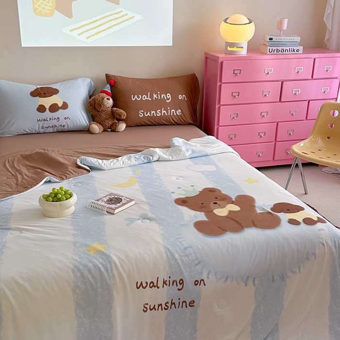 91家纺网 家纺一手货源 找家纺 觅糖2025卡通数码凉感夏被  巧克力熊