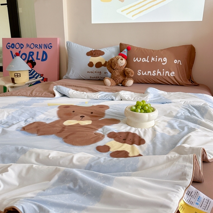 91家纺网 家纺一手货源 找家纺 觅糖2025卡通数码凉感夏被  巧克力熊