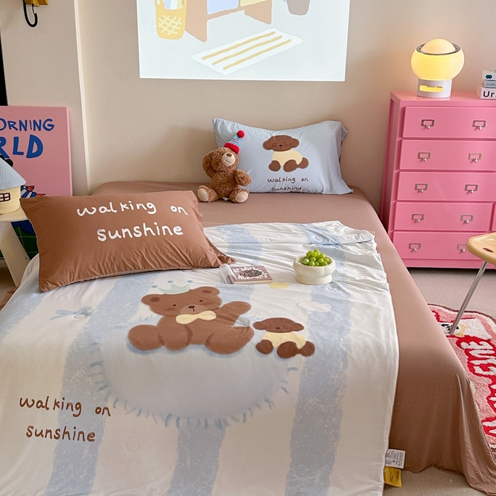 91家纺网 家纺一手货源 找家纺 觅糖2025卡通数码凉感夏被  巧克力熊