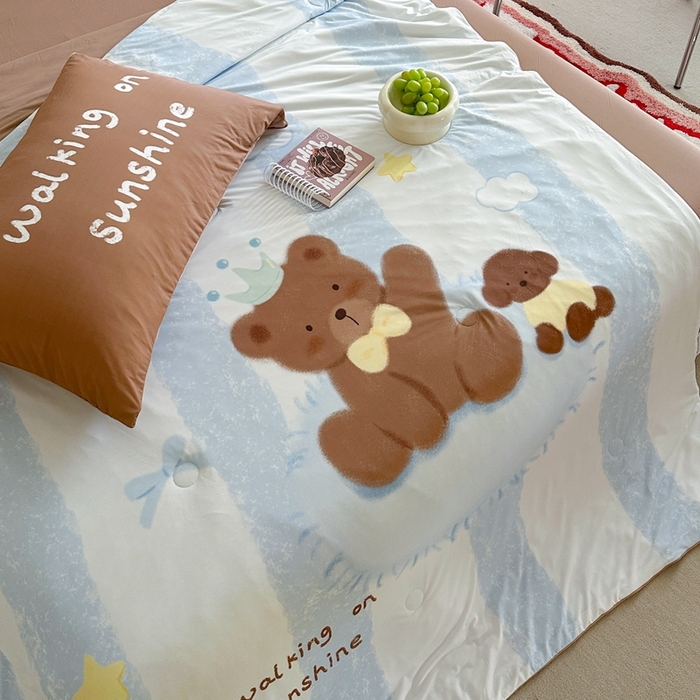 91家纺网 家纺一手货源 找家纺 觅糖2025卡通数码凉感夏被  巧克力熊