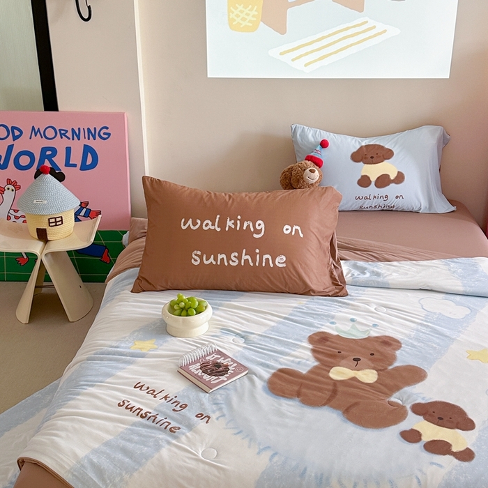 91家纺网 家纺一手货源 找家纺 觅糖2025卡通数码凉感夏被  巧克力熊