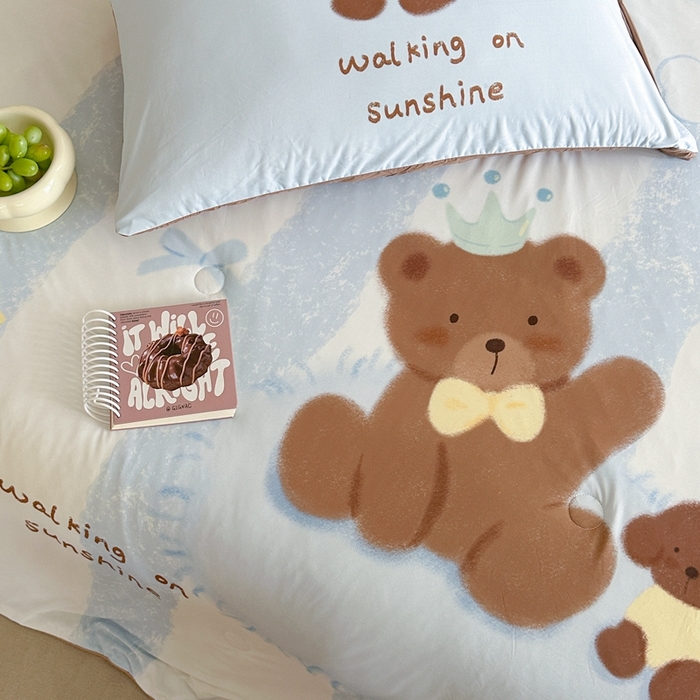 91家纺网 家纺一手货源 找家纺 觅糖2025卡通数码凉感夏被  巧克力熊