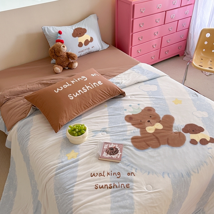 91家纺网 家纺一手货源 找家纺 觅糖2025卡通数码凉感夏被  巧克力熊