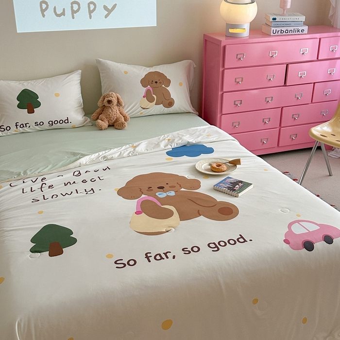 91家纺网 家纺一手货源 找家纺 觅糖2025卡通数码凉感夏被  晴天狗