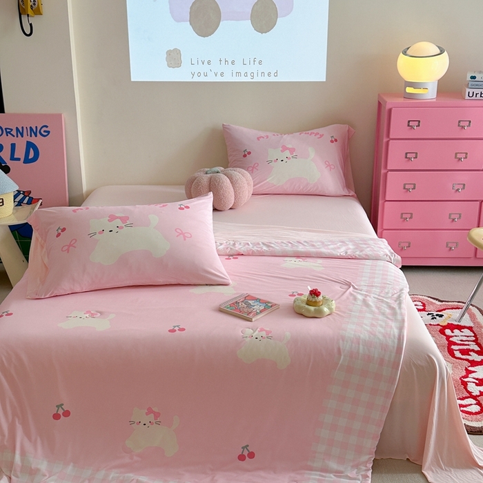 91家纺网 家纺一手货源 找家纺 觅糖2025卡通数码凉感夏被  樱桃猫