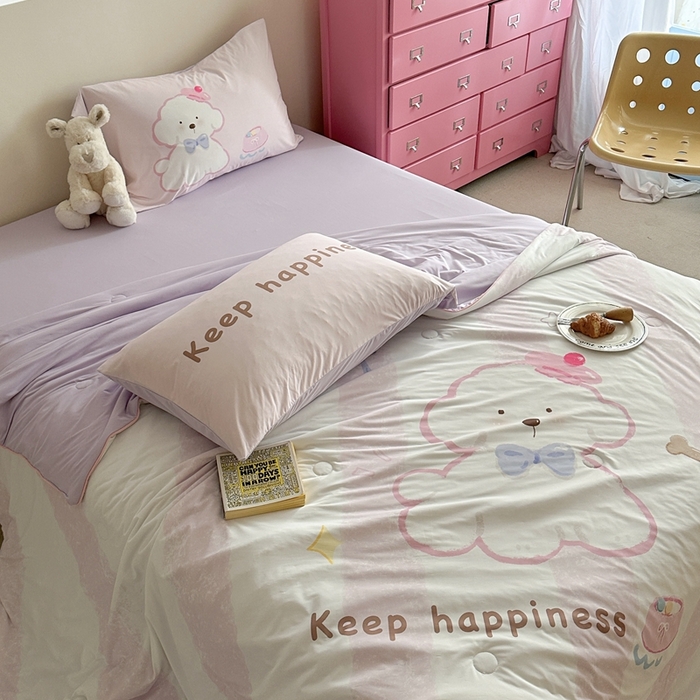 91家纺网 家纺一手货源 找家纺 觅糖2025卡通数码凉感夏被  云朵狗