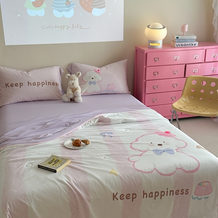 91家纺网 家纺一手货源 找家纺 觅糖2025卡通数码凉感夏被  云朵狗