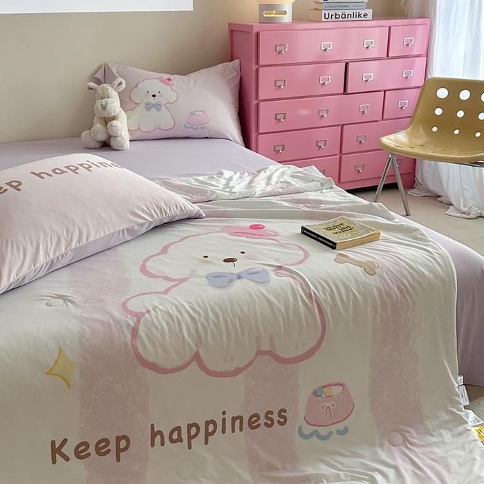 91家纺网 家纺一手货源 找家纺 觅糖2025卡通数码凉感夏被  云朵狗