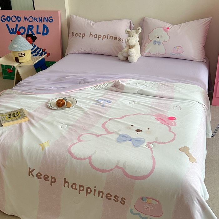 91家纺网 家纺一手货源 找家纺 觅糖2025卡通数码凉感夏被  云朵狗