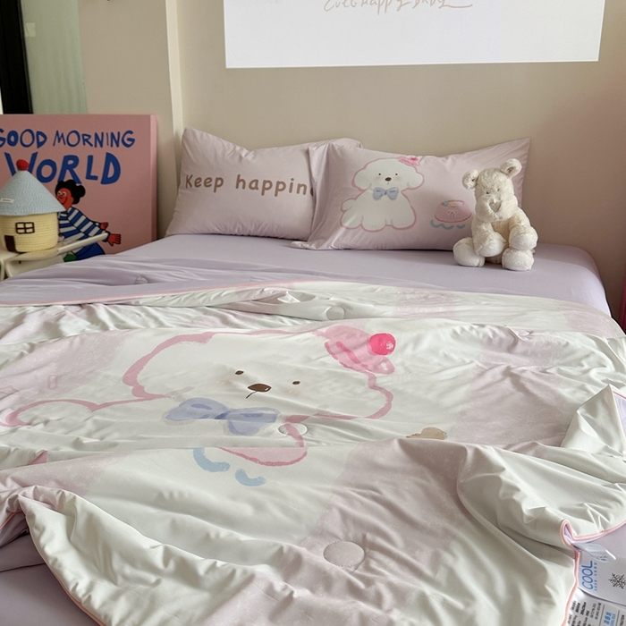 91家纺网 家纺一手货源 找家纺 觅糖2025卡通数码凉感夏被  云朵狗