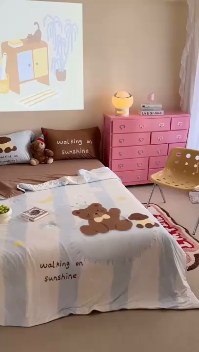 91家纺网 家纺一手货源 找家纺 觅糖2025卡通数码凉感夏被  巧克力熊