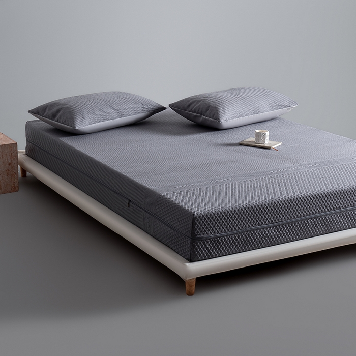 91家纺网 家纺一手货源 找家纺 叠派家纺 2025新款字母压花六面全包单床笠 床笠单件 灰色