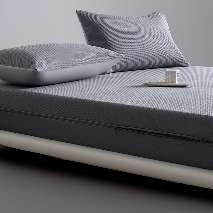 91家纺网 家纺一手货源 找家纺 叠派家纺 2025新款字母压花六面全包单床笠 床笠单件 灰色