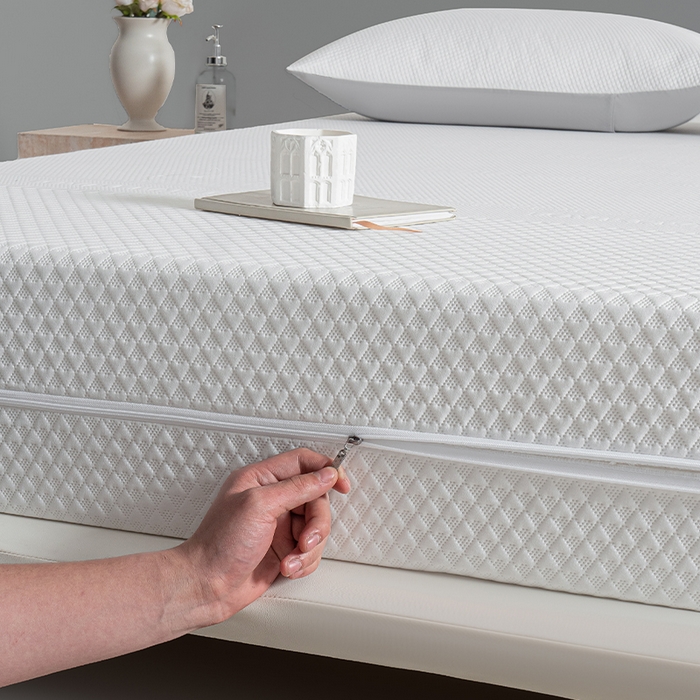 91家纺网 家纺一手货源 找家纺 叠派家纺 2025新款字母压花六面全包单床笠 床笠单件 白色