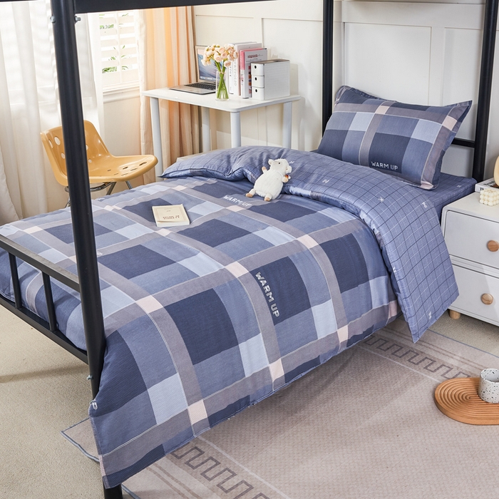 91家纺网 家纺一手货源 找家纺 锦润家纺 2025新款12868床笠床垫套全棉印花学生三件套六件套多件套幻想日记-灰