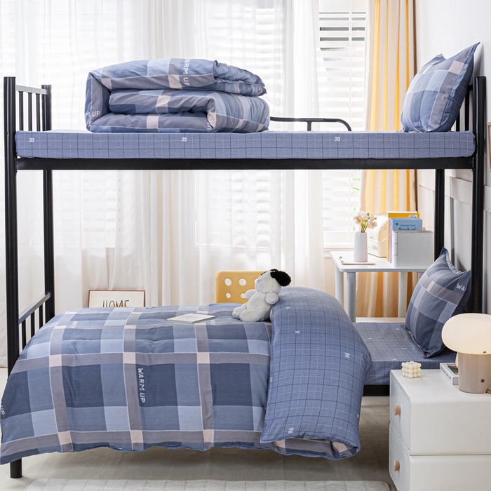 91家纺网 家纺一手货源 找家纺 锦润家纺 2025新款12868床笠床垫套全棉印花学生三件套六件套多件套幻想日记-灰