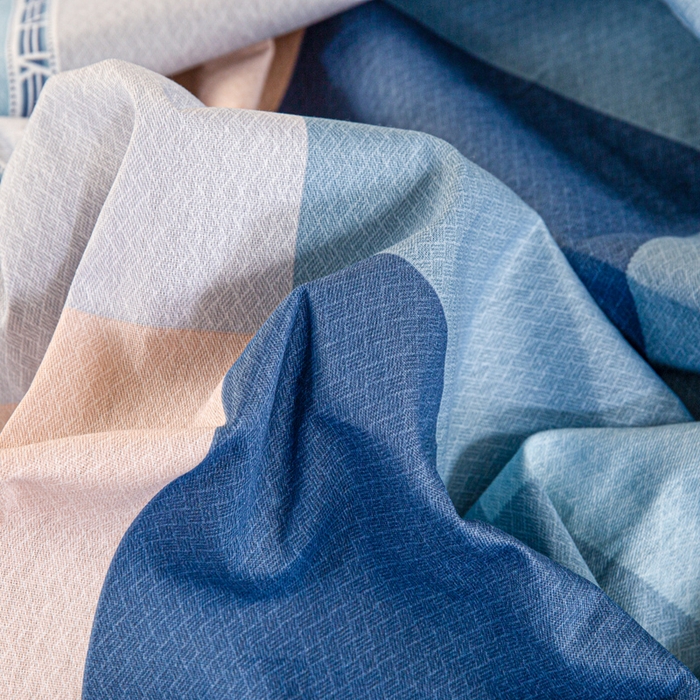 91家纺网 家纺一手货源 找家纺 锦润家纺 2025新款12868床笠床垫套全棉印花学生三件套六件套多件套杰西-蓝