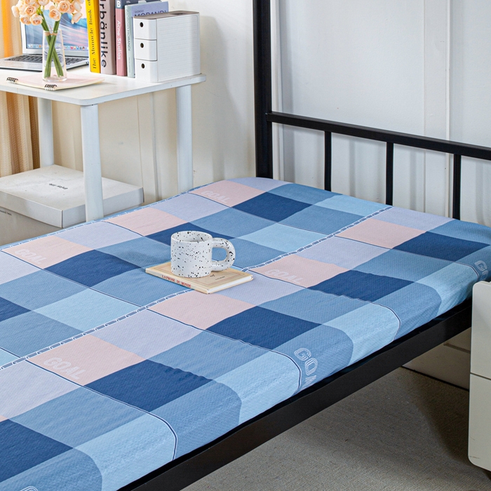 91家纺网 家纺一手货源 找家纺 锦润家纺 2025新款12868床笠床垫套全棉印花学生三件套六件套多件套杰西-蓝