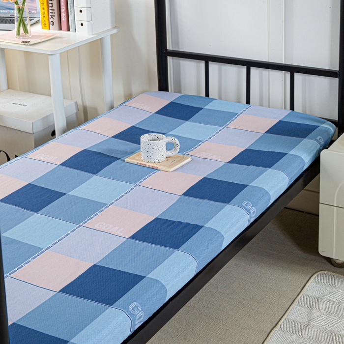 91家纺网 家纺一手货源 找家纺 锦润家纺 2025新款12868床笠床垫套全棉印花学生三件套六件套多件套杰西-蓝